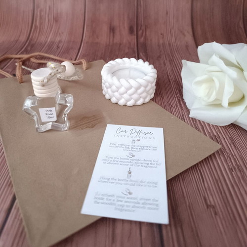 Teacher Gift Set with Handmade Porcelain Candle Holder and Car Diffuser