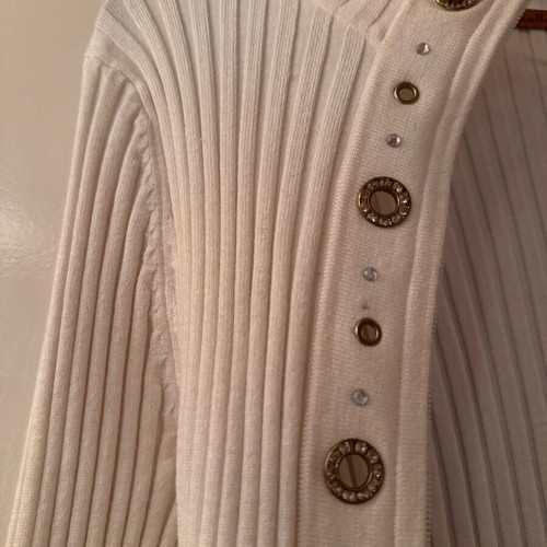 White cardigan with gold details, like new, viscose
