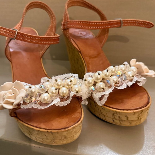 Platform sandals handmade Greek leather like new