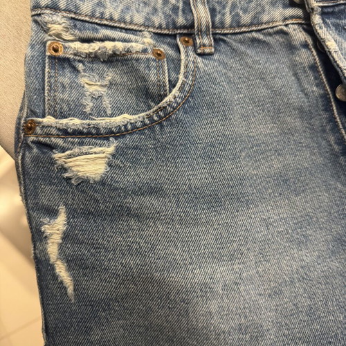 Denim high-waisted shorts Zara used, size 38, blue