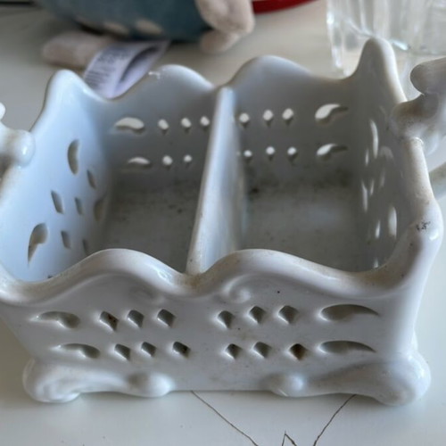 Vintage white porcelain sugar packet holder like new