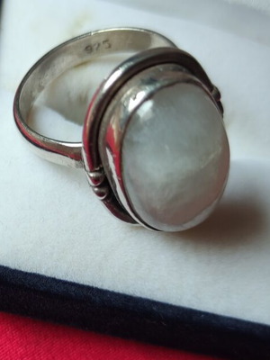 Handmade silver ring 925 with oval moonstone, like new