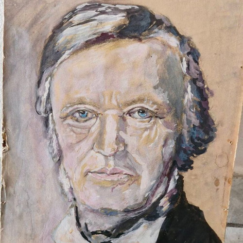 Portrait painting used, signed, without frame
