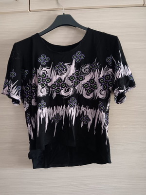 Women's short-sleeve blouse used, size L, black and purple