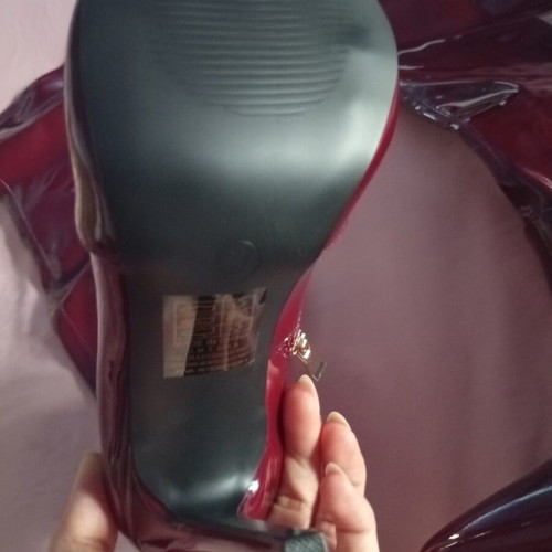 Over-the-knee boots new, burgundy patent leather, size 37, 12cm heel
