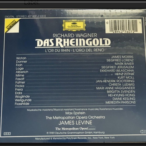 Richard Wagner Das Rheingold 3 x Vinyl LP box set mint, classical