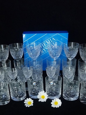 Bohemia Fausta Glasses 24 Pieces Handmade Like New