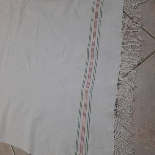 Woven handmade towel used with red and green stripes, cotton, 116x68 cm
