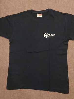 A Deep short-sleeve t-shirt used, black with Greece logo