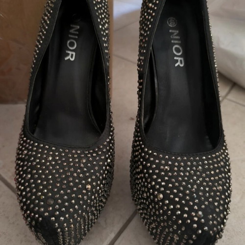 Evening shoes like new, black with rhinestones