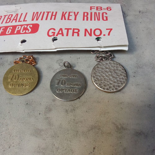 Olympiakos Gate 7 Keychain Set used, 7 pieces from 1990s