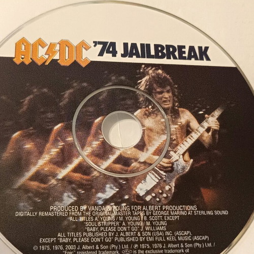 AC/DC '74 Jailbreak CD like new without cover