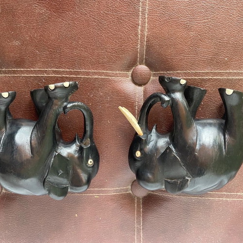 Wooden elephants used, set of 2 pieces