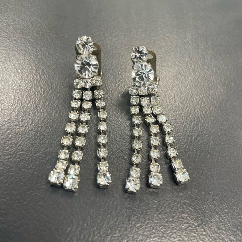 Vintage evening earrings with Swarovski crystals like new, silver