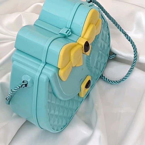 Kids bags set used, pink and turquoise with bows