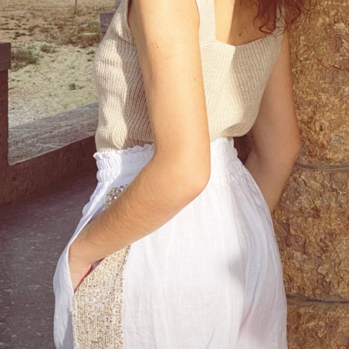Linen shorts with side sequin new
