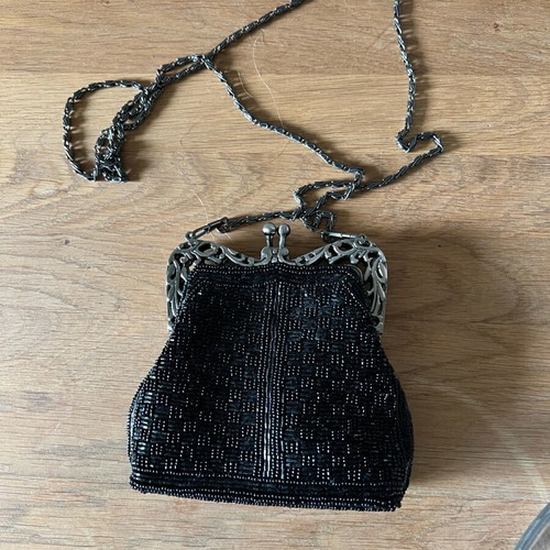 Motivi vintage hand bag like new with beads and embroidered roses