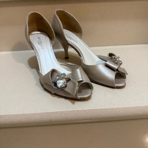 Bournazos open-toe pumps used, champagne color, size 38