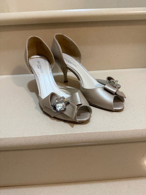 Bournazos open-toe pumps used, champagne color, size 38