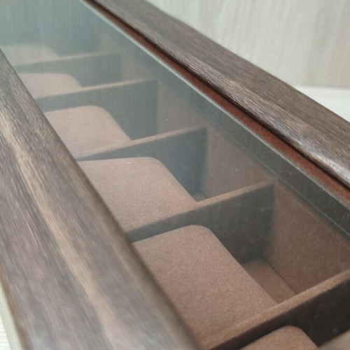 Watch storage case new, brown with 6 compartments
