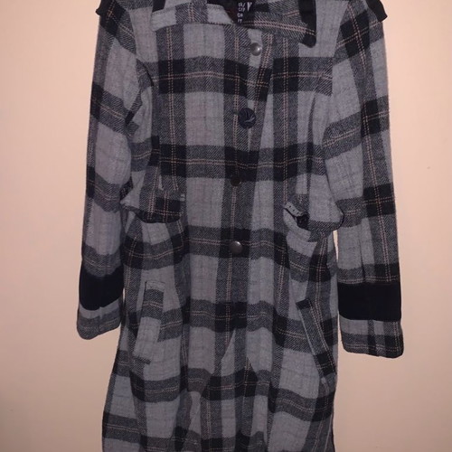 Attrattivo women's checked coat used, grey-black, size M