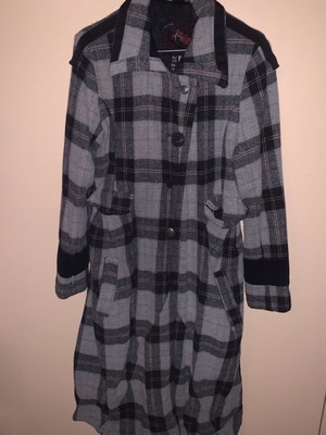 Attrattivo women's checked coat used, grey-black, size M