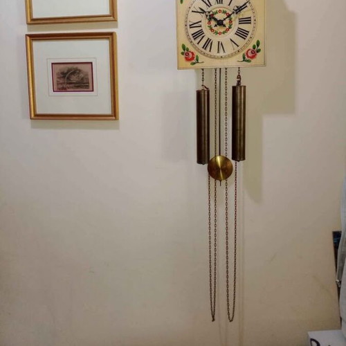 Hermle W150M-39 vintage hand-painted Black Forest wall clock