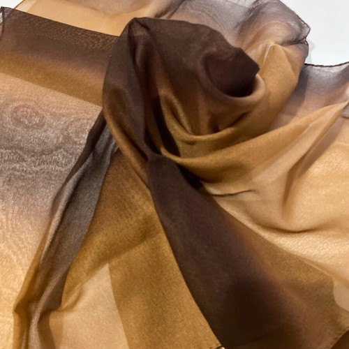 Brown ombre scarf new vintage over 50 years 51x51cm