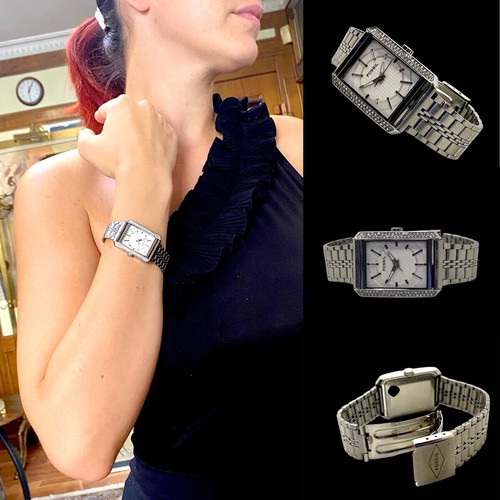 Fossil women's watch like new with 100 Swarovski crystals, steel, sapphire