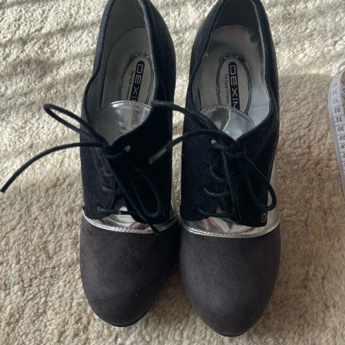 Dexim women's boots ankle boots used, black and grey suede with silver details size 40