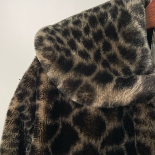 Benetton Leopard Fur Coat used, brown, size S