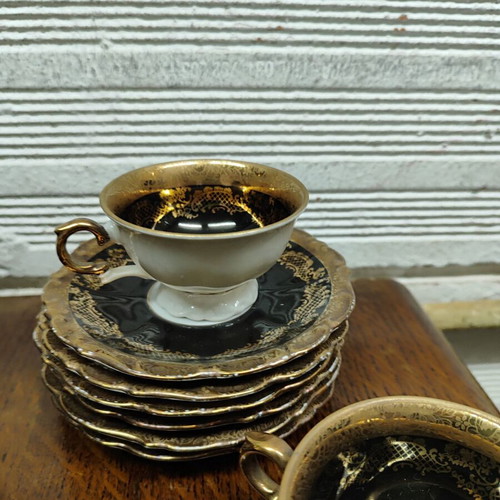Bareuther Bavaria coffee set used, Bavarian porcelain with gold details