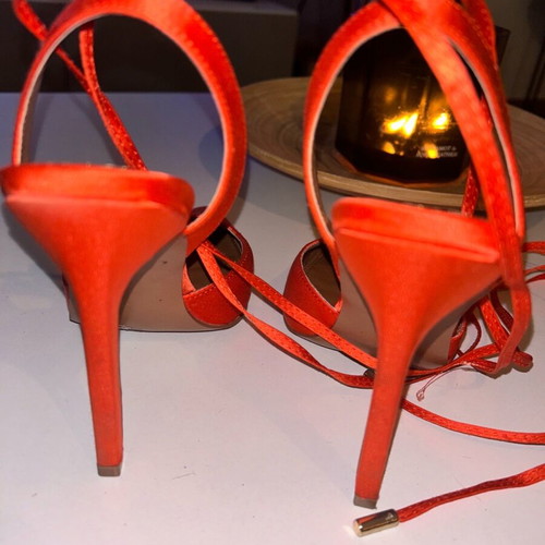 Asos orange satin heels like new, size 37