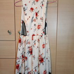 Zara white dress with roses and black lace trim