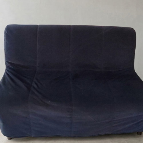 Folding sofa bed with cover used, dark gray and black