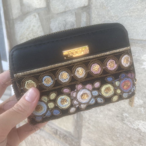 Doca women's wallet new, black and gold