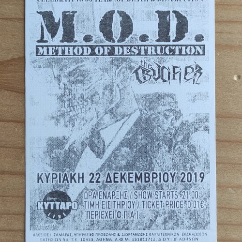 M.O.D. concert ticket like new, 22-12-2019