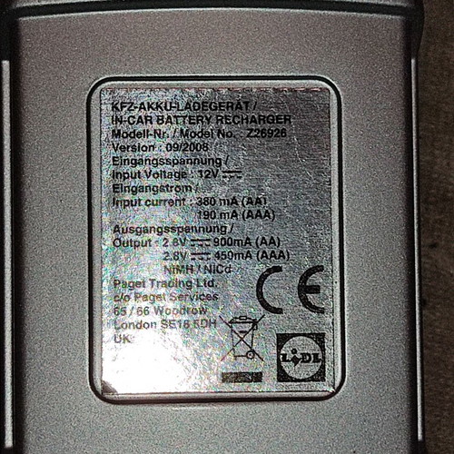 Car charger for Ni-Mh AA AAA batteries like new