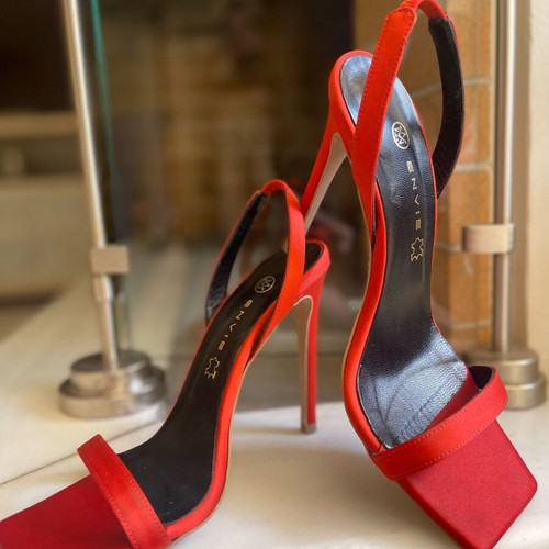 Envie Shoes high-heeled sandals used, red-orange, size 38