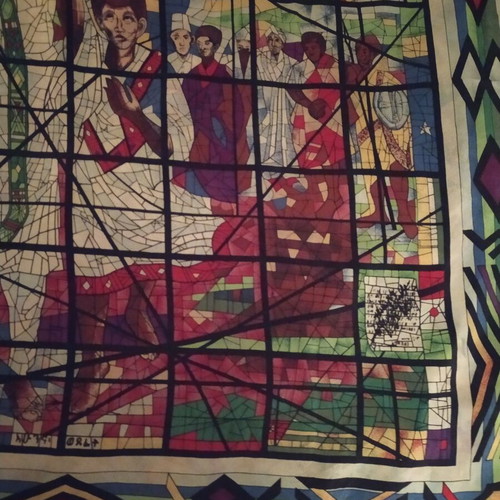 Vintage silk scarf by Afewerk Tekle 1986