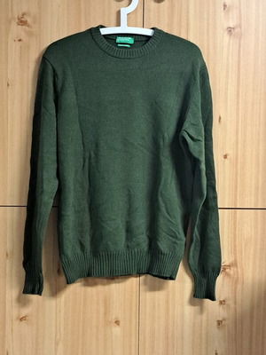 Benetton wool men's sweater like new, green, size 5XL