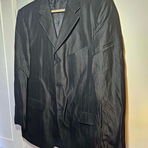 Carlo Pignatelli men's jacket black shiny striped size L like new