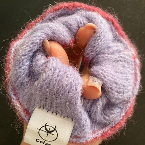Πλεκτό scrunchie καινούργιο, μεταξωτό νήμα, διχρωμία