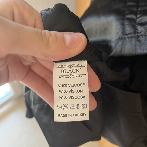 Black midi dress with ruches and adjustable cords like new, size S