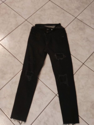 Zara elastic jeans with mesh, like new, black