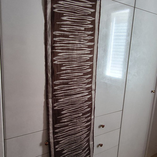 Runner modern double-sided brown ecru taffeta fabric like new 0.40x1.30m