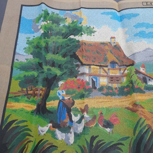 Vintage La Stampa Embroidery Canvas 125x60 cm like new