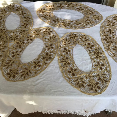 Set of 6 used embroideries