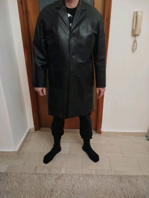 Leather men's coat new, size XL, black