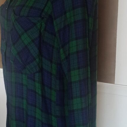 Comfort chic flannel blouse long sleeve green blue Zara like new